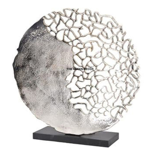 Elegant Modern Aluminum Metal and Marble Base Unique Shape Silver Plated Decorative Sculpture Office <b>Desk</b> Tabletop Accent - Product Image 5