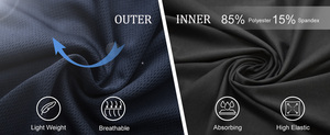 Pantalones Cortos Deportivos Premium para Hombre, Cintura Alta con Cordón Ajustable, con Presilla para Toalla, Tejido Transpirable de Poliéster/Algodón para Entrenamientos - Product Image 2