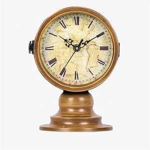 Modern Wood Art Deco <b>Desk</b> <b>Clock</b> White Face Black Hands Geometric Triangular Stand Temperature Silent - Product Image 2