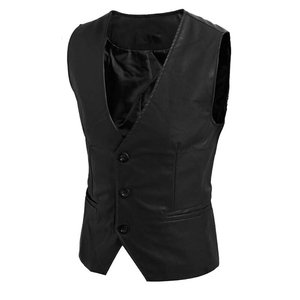 Chaleco de Cuero 100% de Primera Calidad para Hombre, Estilo Nuevo, con Decoración de Botones, Chaleco de Motocicleta para Invierno - Product Image 5