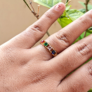 Elegant multicolor cz eternity <b>ring</b> 18k gold plated adjustable open band rainbow gemstone <b>stacking</b> <b>ring</b> minimalist women jewelry - Product Image 5