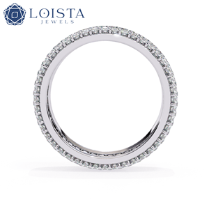 แหวนแต่งงาน LOISTA Platinum Diamond ทรงกลมเจียระไนแบบบริลเลียนท์ สี D ธรรมชาติ ได้รับการรับรองจาก GIA แหวนสำหรับผู้หญิง - Product Image 4