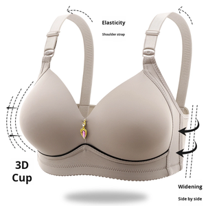 Soutien-gorge OEM grande taille pour femme, ajustable, en tissu lisse, push-up, froncé, de haute qualité, dos élégant, sans armatures - Product Image 2