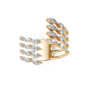 Luxury <b>Gold</b> Plated <b>Cocktail</b> <b>Ring</b> With Marquise Cut Diamond For Women Party Jewelry - Product Image 1