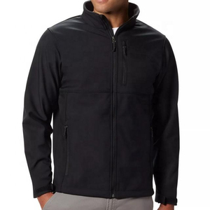 Veste softshell noire pour homme, col montant, coupe-vent, en polyester, fermeture éclair, décontractée, pour l'automne - Product Image 1