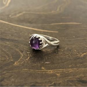 Anillo de Plata de Ley 925 con Forma de Ojo, Amatista Púrpura Redonda, Antideslustre, Hipoalergénico, Joyería al por Mayor - Product Image 2