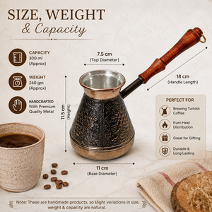 Cafetera Turca Artesanal Cezve Ibrik, Calentador de Café de Cobre con Mango de Madera, Olla para Derretir Leche y Mantequilla, Estilo Árabe/Griego - Product Image 5