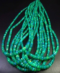 Cuentas de Ópalo de Fuego Etíope Welo Verde Natural de Alta Calidad, 3.5-6 mm, Perforación Central, Rondelle Facetado, Brillante, 16 Pulgadas - Product Image 6