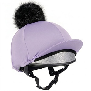 Funda de Casco Ecuestre de Satén Blanco de Alta Calidad con Pompón Negro y Visera Brillante, Material de Nailon - Product Image 2