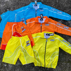 Conjunto Deportivo Unisex de Talla Grande, Ecológico, Transpirable, Chaqueta Cortavientos con Cremallera de Manga Larga y Pantalones Cortos, Ligero y de Secado Rápido - Product Image 1
