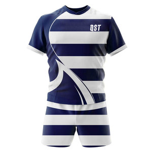 Uniforme de rugby unisexe à manches courtes imprimé par sublimation de haute qualité, respirant, kits OEM, grandes tailles, anti-UV, évacuation de l'humidité - Product Image 1