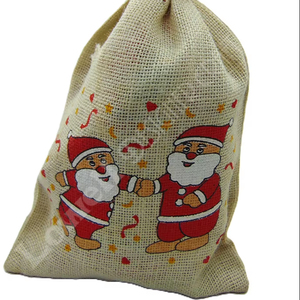 Bolsas de Regalo Navideñas Ecológicas de Yute Personalizadas Lowellcraft al por Mayor con Estampado de Papá Noel, desde Delhi - Product Image 1