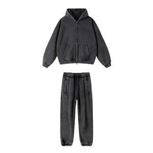 Ensemble de survêtement d'hiver 2 pièces à capuche en polyester/coton écologique imprimé, coupe classique, léger et décontracté - Product Image 2