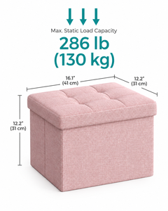 Pouf de rangement moderne pliable en tissu rose avec couvercle capitonné pour salon, mobilier de maison, appartement et hôtel - Product Image 2