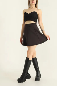 Jupes décontractées pour femmes, nouvelle collection, élégantes, haute performance, prix abordable, 100 % polyester, séchage rapide, anti-plis, mini, coupe trapèze, taille naturelle - Product Image 2