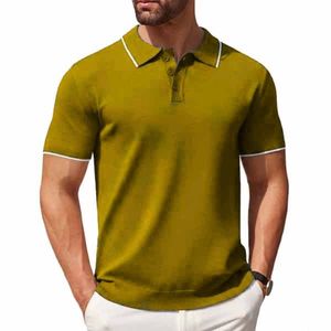 Chemise à manches courtes pour homme, couleur unie, 100% polyester, tricotée, décontractée élégante, respirante, coupe classique, haute qualité, personnalisable - Product Image 1