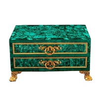 Boîte à bijoux en malachite, pierre semi-précieuse, opulence verte, décoration murale et de table pour la maison