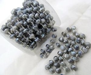 Natural Labradorite <b>Rosary</b> Chain Mystic Coated Faceted Rondelle Beads - Product Image 1