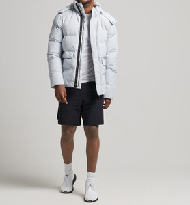 Blouson Bomber Homme Bleu Marine Col Montant Personnalisé Écologique Imperméable Matelassé 50% Polyester 50% Coton Vente en Gros - Product Image 3