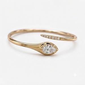 Elegant 14K Rose Gold Teardrop Bracelet IGI Certified Lab Created Diamond 3ctw 9X7mm Pear Diamond Open Cuff Bangle Women - Product Image 4