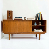 Aparador de Madera de Teca al por Mayor Directo de Fábrica, Estilo Moderno de Mediados de Siglo, Mueble Buffet para Sala de Estar, Almacenamiento, Proveedor Directo