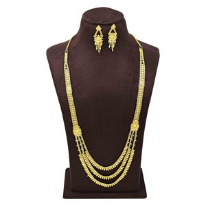 Wholesale 14K18K24K Micron Gold Plated Rani Haar Set 3-Layer Mesh Chain Necklaces with <b>Floral</b> Panels Traditional Bridal Jewelry - Product Image 1