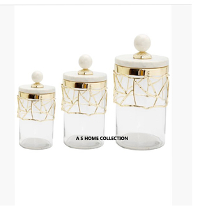 Metal Kitchen Canister Set Decorative Food <b>Storage</b> <b>Containers</b> With Resin Gemstones Countertop Appliance Canisters - Product Image 5