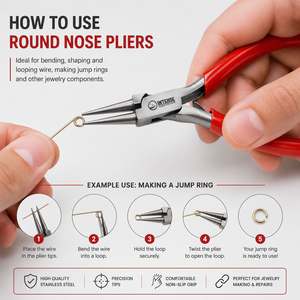 Professional <b>Nose</b> Jewelry Pliers Stainless Steel Precision Wire Looping Tool PVC Grip Custom DIY - Product Image 4
