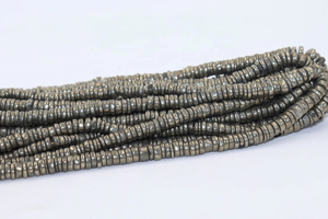 Perles Heishi en pyrite AAA 6-6,5 mm, 16 pouces, forme de pneu lisse, pour la fabrication de bijoux - Product Image 2