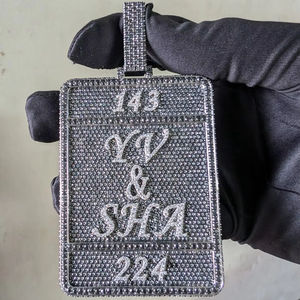 จี้ห้อยคอรูปทรงพิเศษประดับคริสตัลไรน์สโตน โลหะผสมชุบเงิน 143 YV & SHA 224 ของขวัญเครื่องประดับฮิปฮอปสำหรับทุกเพศ - Product Image 1