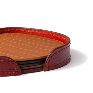 Leather Coasters <b>Set</b> of <b>4</b> <b>for</b> Drinks Heat Resistant <b>Table</b> Coasters <b>for</b> Home Office Bar Coffee <b>Table</b> - Product Image 2