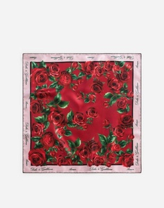 Premium Designer Floral Square <b>Head</b> & Neck Scarfs Red Rose Silk Scarf for Women and Girls Multi-Way Fashion <b>Styling</b> Accessory - Product Image 1