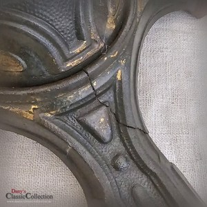 German Christmas <b>tree</b> stand 4 feet browngreen gold effects cast iron fir <b>trees</b> angel <b>with</b> candle Vintage Xmas - Product Image 4