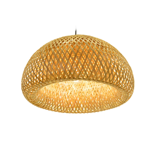 <span class=keywords><strong>Lampadario</strong></span> a sospensione artigianale in bambù, rotondo, con attacco E27, per sala da pranzo, moderno, a LED, intrecciato e cavo. - Product Image 2