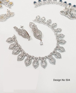 Vintage Bridal CZ Necklace <b>Set</b> with Silver Finish and White Drop Stones-Elegant Wedding Engagement Anniversary Jewelry - Product Image 1