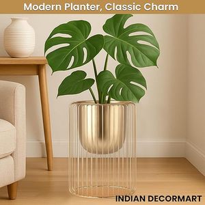 Support de plante en métal plaqué or, vase circulaire moderne, pot de fleurs d'intérieur pour plantes vertes, décoration de la maison - Product Image 3