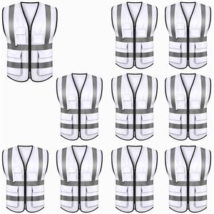 Lot de 2025 gilets de sécurité avant à fermeture éclair haute visibilité 5 poches avec bandes réfléchissantes gilet uniforme - Product Image 6