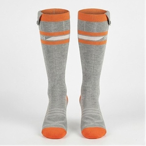 <b>Knee</b> <b>High</b> Basketball <b>Socks</b> Gray Orange Striped Breathable Spandex Polyester Adult Spring Season - Product Image 1