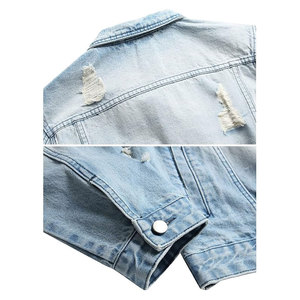 แจ็คเก็ตยีนส์ผู้ชายทรงสลิมฟิต แจ็คเก็ตเดนิมขาดๆ เท่ห์ๆ สไตล์สตรีทแวร์ลำลอง แฟชั่นเสื้อคลุมทนทาน - Product Image 6