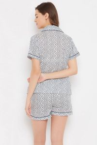 Women's Printed Geometric Pattern Button Front Shorts With <b>Elastic</b> Waist Regular Fit - Product Image 2