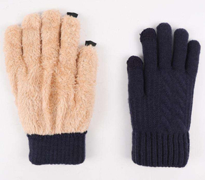 Custom logo Acrylic Winter <b>Warm</b> Black Knitted Mittens Touch Screen Finger Hand Winter Knitted Fabric <b>Gloves</b> - Product Image 5