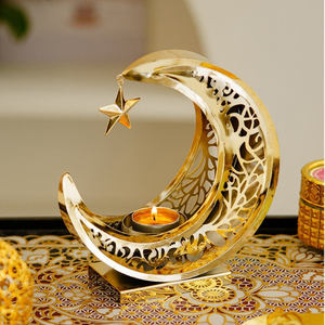 เตาเผาเครื่องหอมโลหะรูปพระจันทร์เสี้ยวแบบพกพา สไตล์ตะวันออกกลาง สำหรับห้องนั่งเล่น ตกแต่งโต๊ะทำงาน กลิ่นหอมอโรมาเธอราพี แกะสลักจากโลหะ - Product Image 4