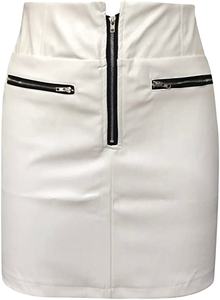 กระโปรงสั้นทรงเอไลน์สำหรับผู้หญิงหนังสีดำแนวสตรีทสไตล์ลำลองผ่าเซ็กซี่ผ้าฝ้ายสูงสำหรับฤดูใบไม้ร่วง - Product Image 4