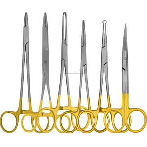 Juego de Instrumentos Quirúrgicos de Acero Inoxidable, Tijeras con Mango Dorado, Kit de Cirugía General, Manual, Certificado CE ISO13485 Clase I, Hospitalario - Product Image 1