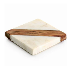 Ensemble de sous-verres en marbre à finition lisse moderne, écologique, durable, lavable, vaisselle en pierre naturelle - Product Image 1