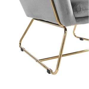 Poltrona Keira da 29,5 pollici in velluto grigio con elegante base in metallo per l'arredamento del soggiorno - Product Image 6