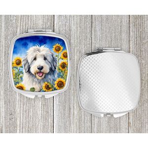Antiguo Pastor Inglés, girasoles, espejo de maquillaje de viaje compacto, bolsillo plegable de mano, regalo decorativo para mujeres y niñas - Product Image 4