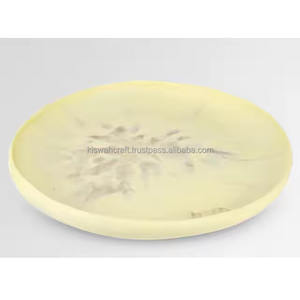 Meilleurs plateaux de service en résine faits à la main, excellente qualité, résine, couleur blanche, texture marbrée, assiettes de service alimentaires de couleur personnalisée - Product Image 6