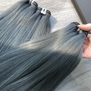 Wholesale 100% High Quality Vietnamese Virgin Hair Extensions Bone Straight Raw Hair <b>Wig</b> Frontal in <b>Grey</b> Color - Product Image 3