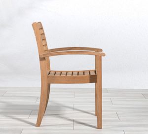 Modern Style Outdoor Teak <b>Dining</b> Chair with Natural Wood Color Finish & Waterproof Fabric for Home Hotel Bedroom & Park Use - Product Image 4